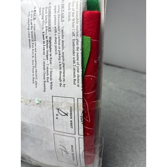 Design Works Poinsettia Snowman Felt Stocking Kit 18" Beads/Floss/Needle/Pattern - Picture 4 of 12